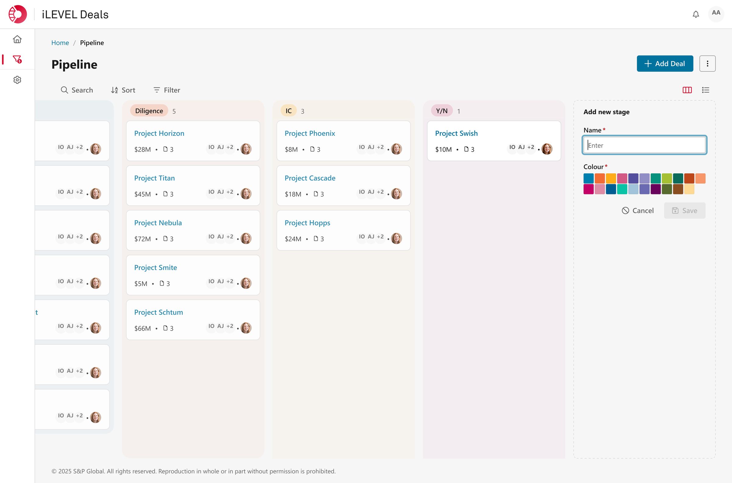 Customising the deal pipeline stages