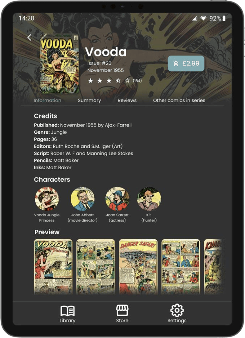 Comic listing